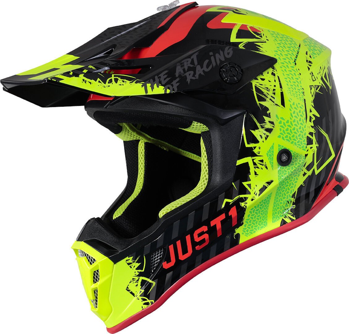 Just1 J38 Mask Motocross Helmet, Yellow-Red-Black