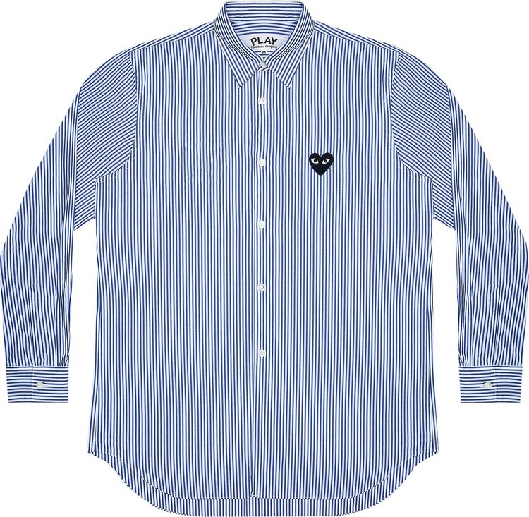 Comme des Garçons PLAY Striped Heart Patch Shirt 'Blue', blue