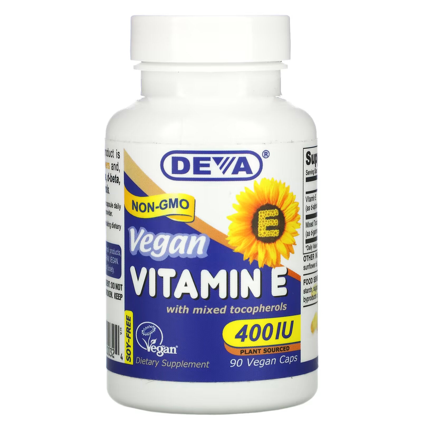 Deva, Vegan Vitamin E with Mixed Tocopherols, 400 IU, 90 Vegan Capsules