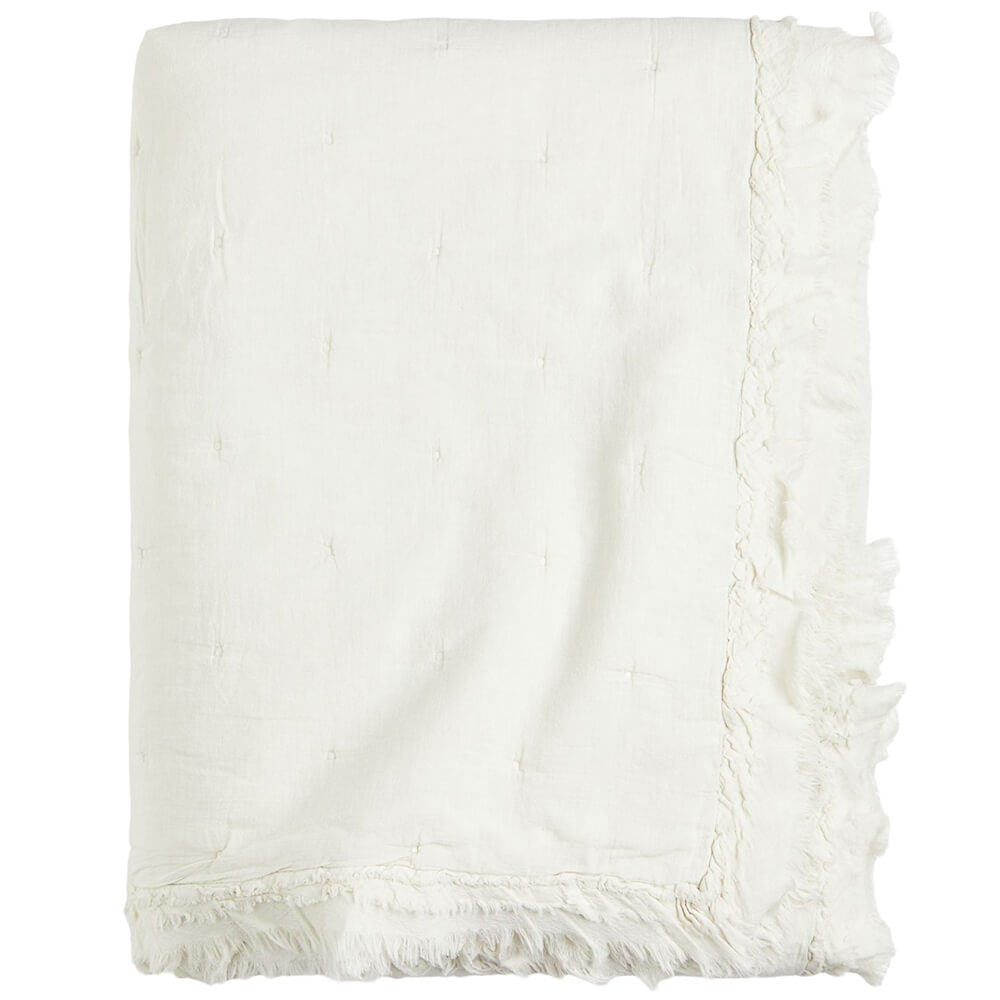 H&M Home Ruffle-trimmed bedspread, light beige