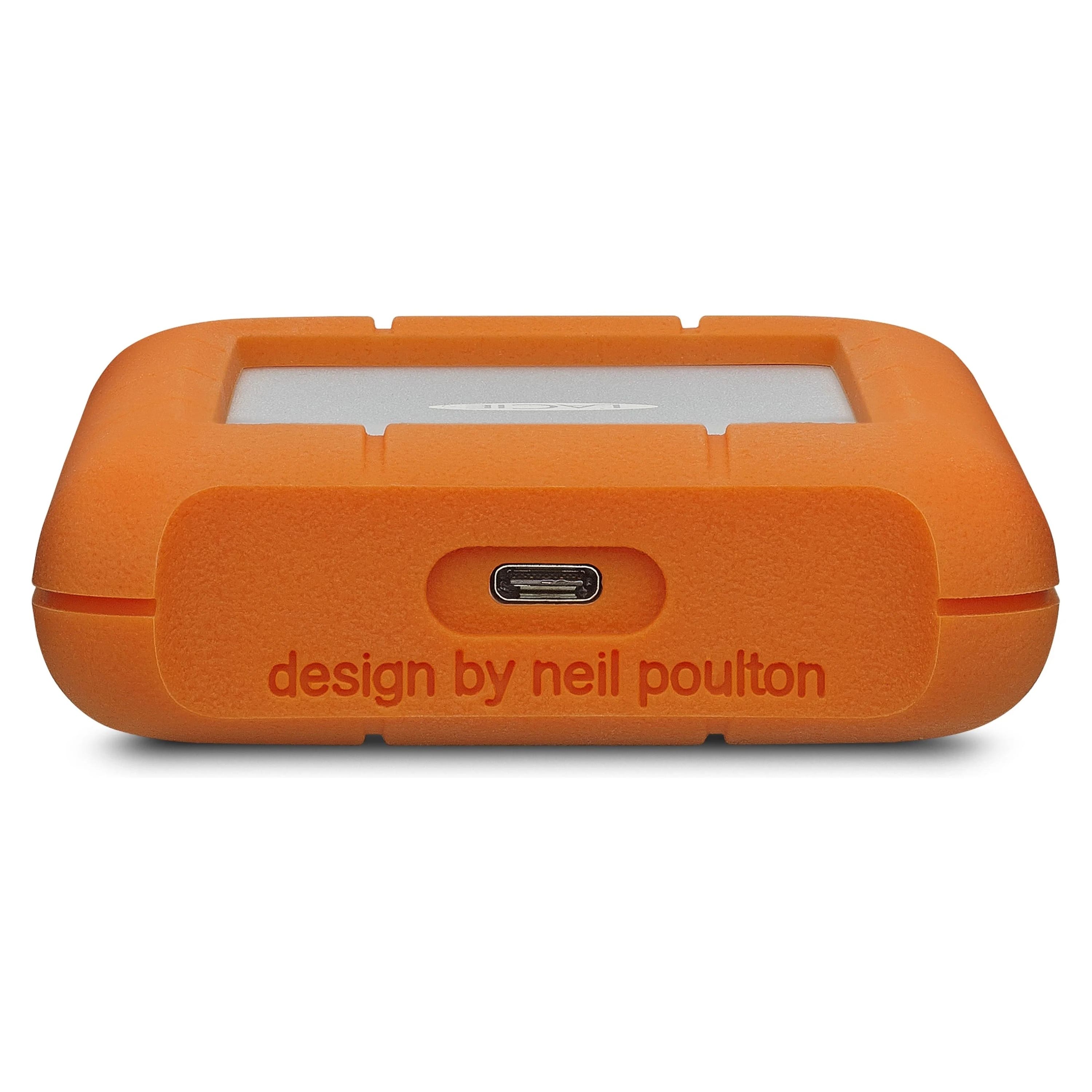 LaCie Rugged USB-C External Hard Drive, 4TB, Orange