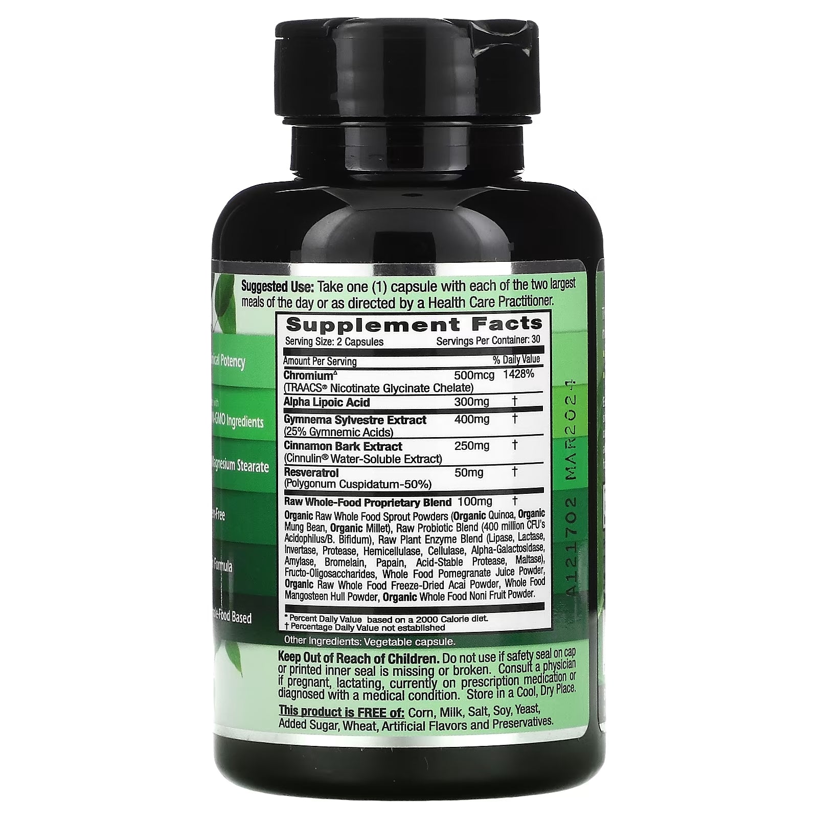 Blood Sugar Control Dietary Supplement Emerald Laboratories, 60 Veggie Capsules