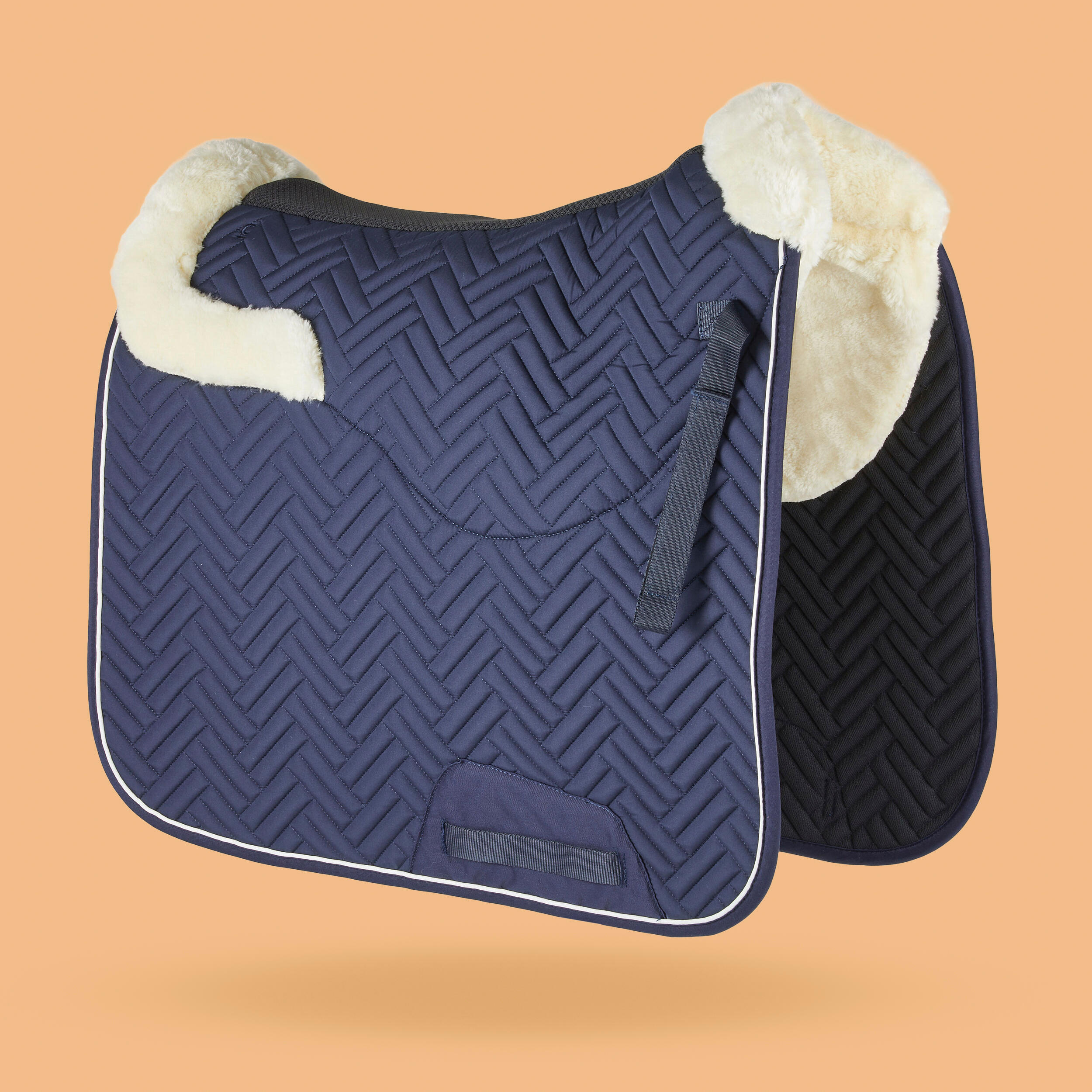 Dressage saddle pad Fouganza 900 with shock absorber, dark blue