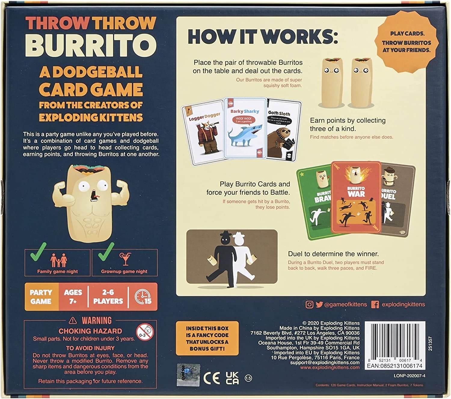 لعبة الطاولة Exploding Kittens Throw Throw Burrito: A Dodgeball Card Game