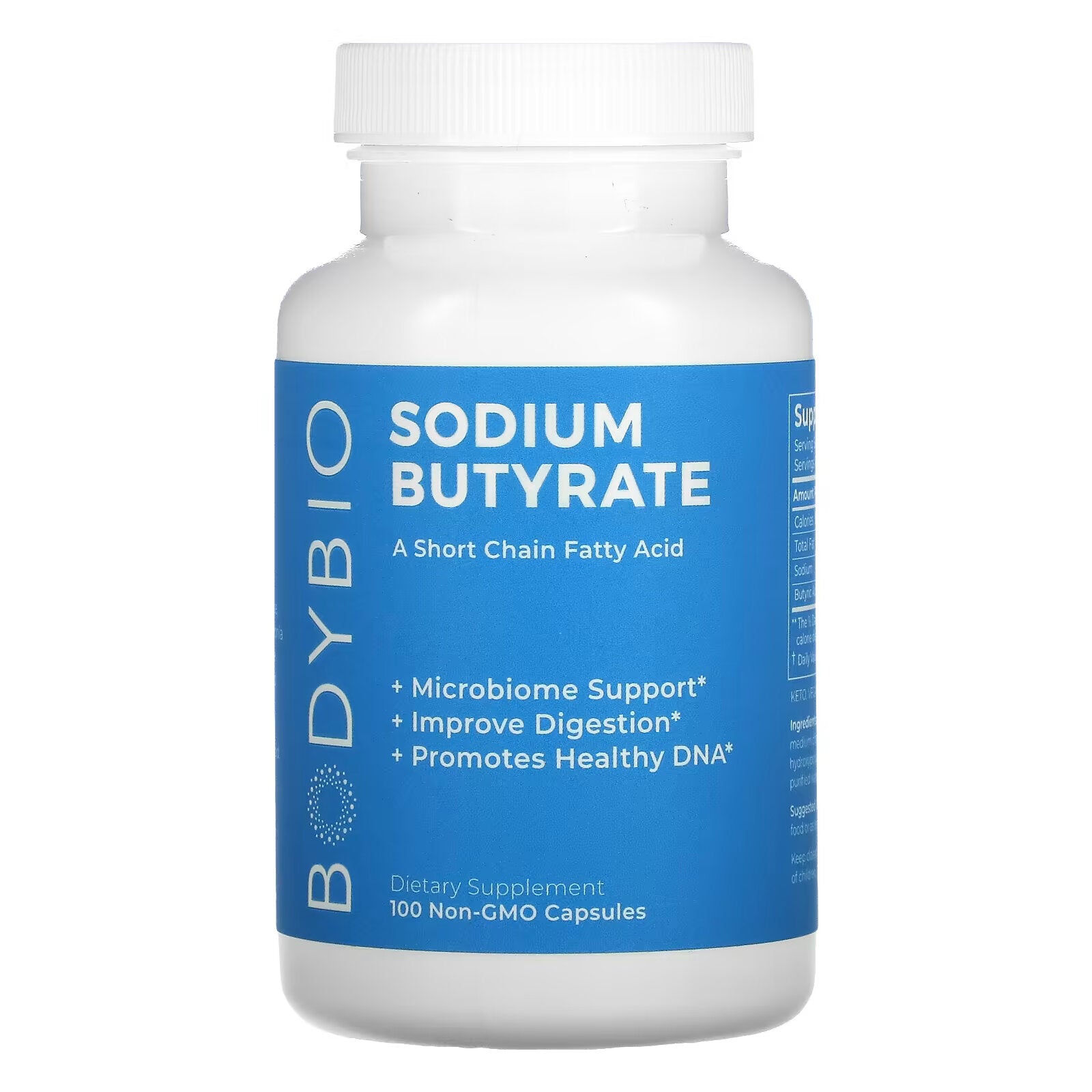 BodyBio, Sodium Butyrate, 100 Capsules, Non-GMO