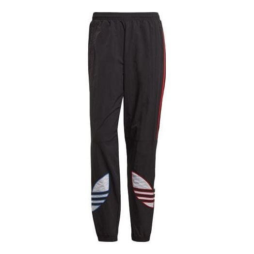 adidas originals Tricol Swtpant Contrasting Colors Stripe Logo Bundle Feet Sports Pants Black