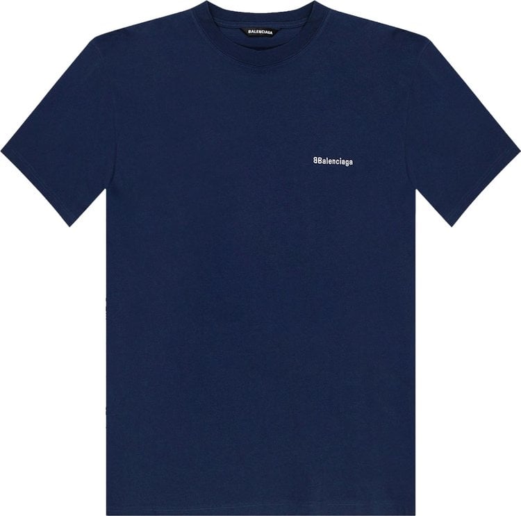 Balenciaga Corporate Logo Tee 'Nautical Blue/White', blue