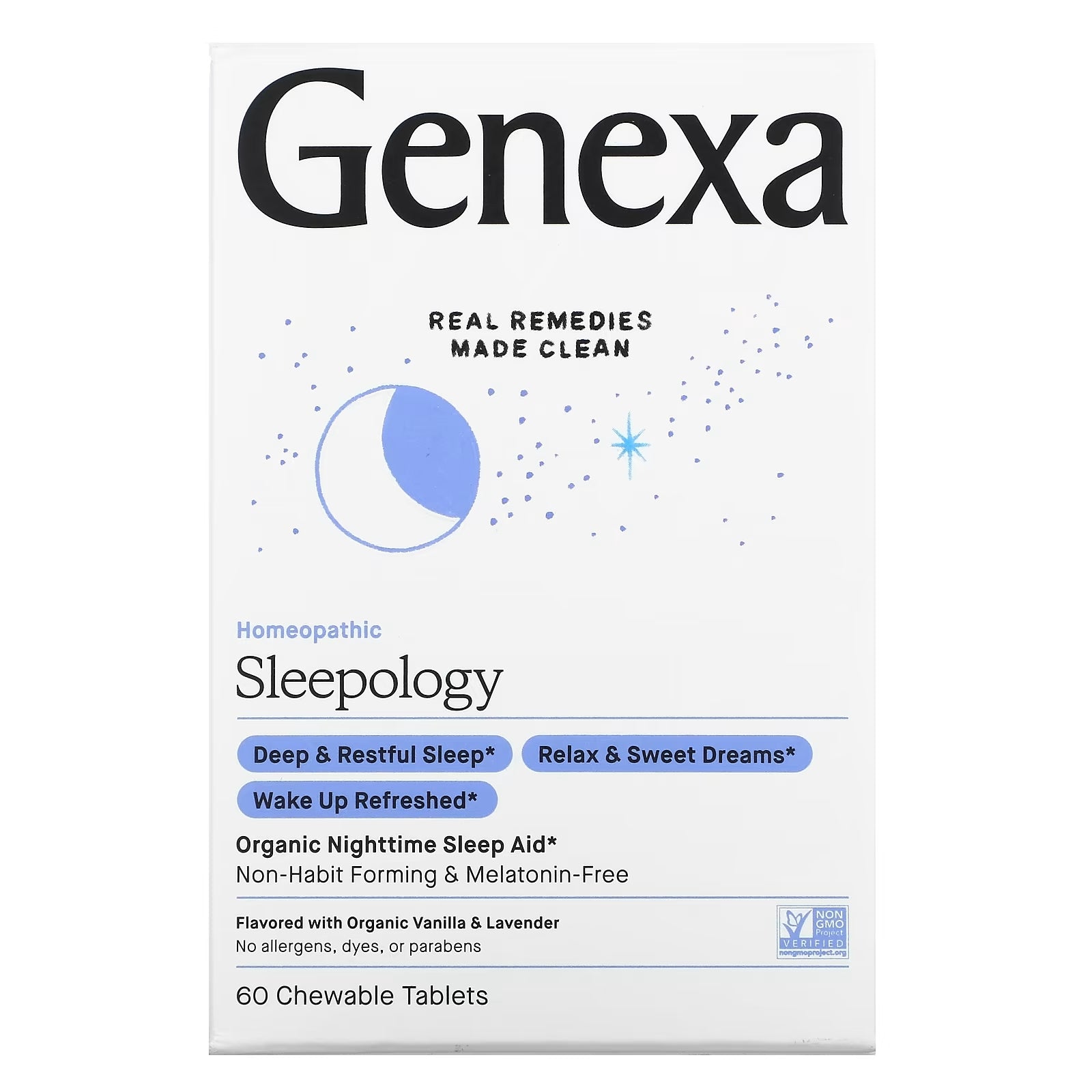 Genexa Sleepology Organic Sleep Aid, Vanilla & Lavender, 60 Chewable Tablets