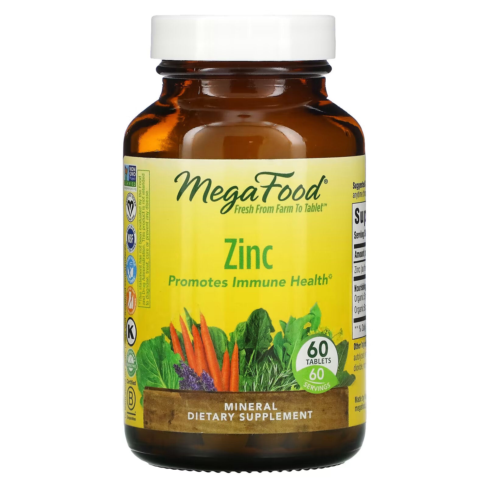 MegaFood, zinc, 60 tablets