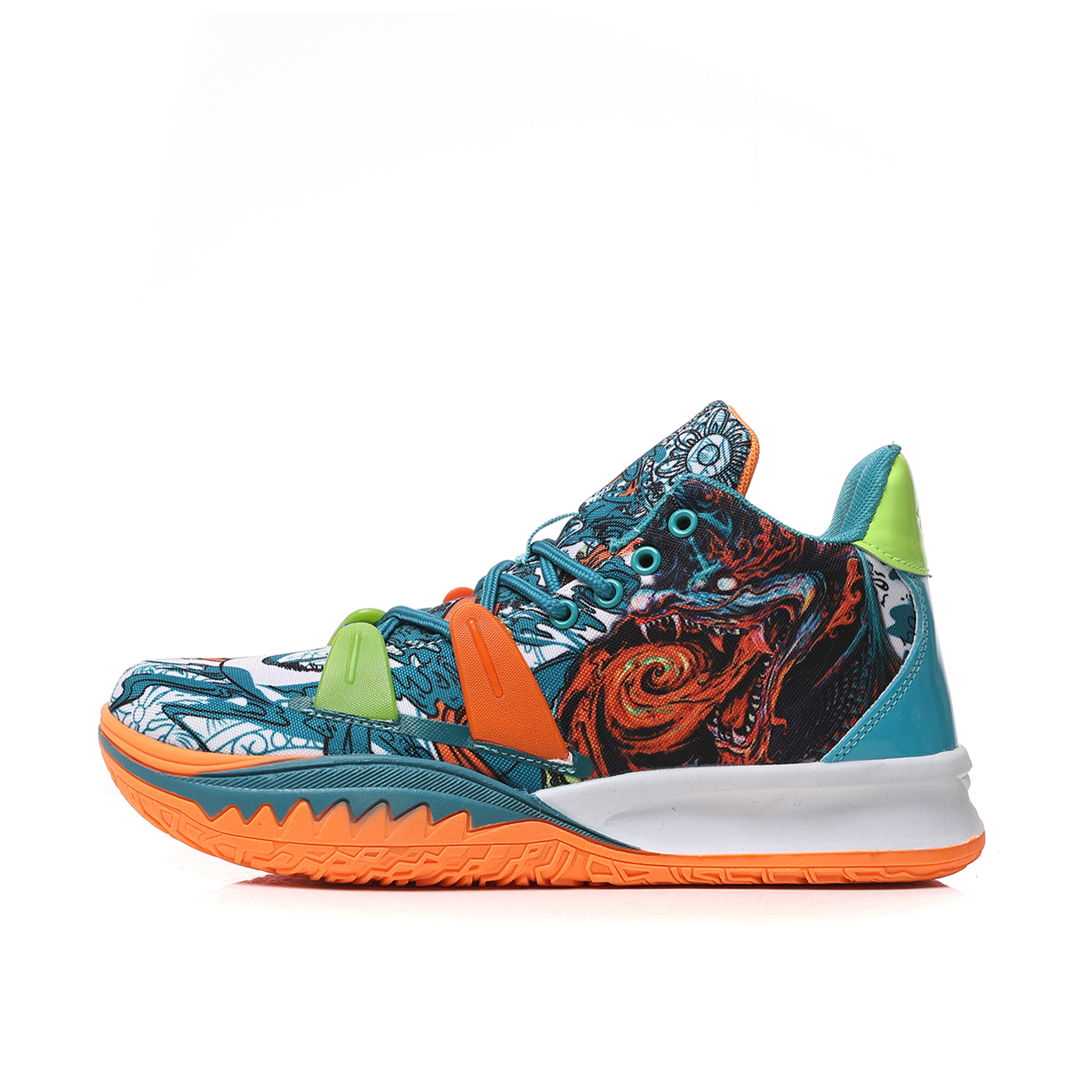 Basketball Shoes Unisex Mid-Top Burcome Lake Green Orange