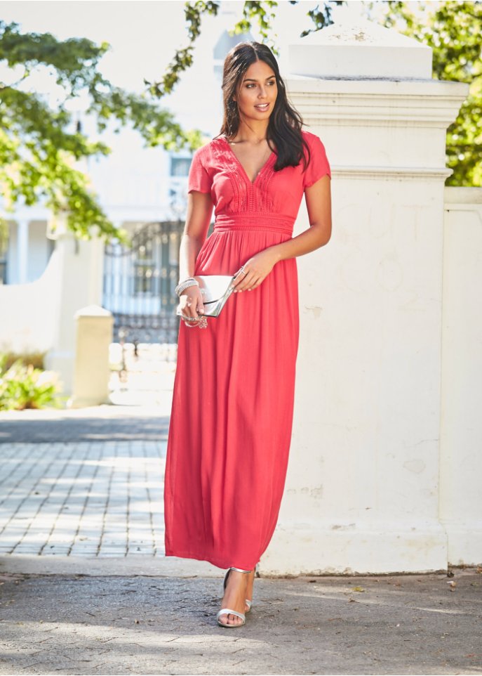 Summer maxi dress with short lace Bodyflirt, red