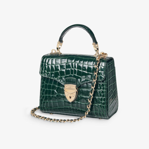 Aspinal Of London Croc Embossed Leather Mini Mayfair Bag, Green