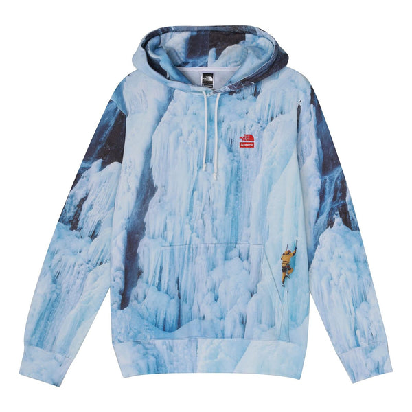 سويت شيرت Supreme x The North Face Ice Climb Hooded Sweater باللون الأزرق من مجموعة Supreme SS21 Week 5