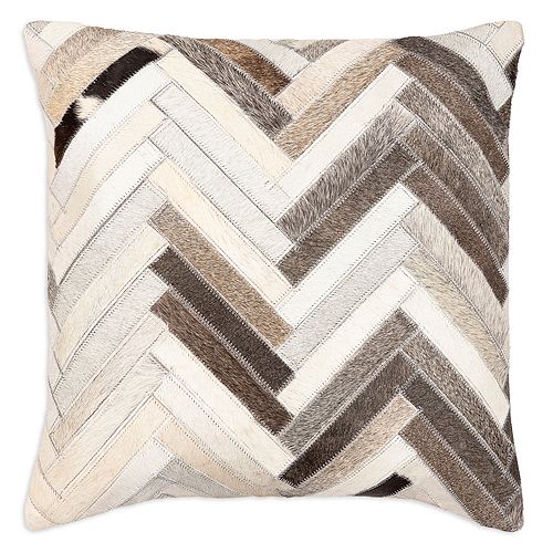 Zander Chevron Cowhide Throw Pillow, 20" x 20" Surya, Multi