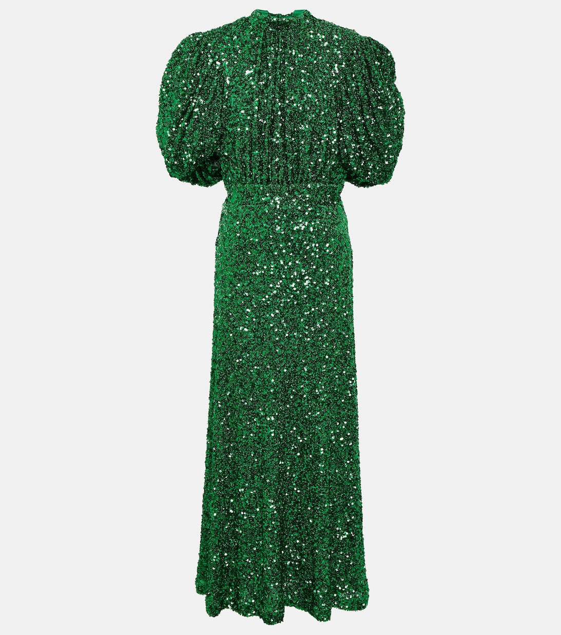 ROTATE BIRGER CHRISTENSEN embellished maxi dress with puff sleeves, green