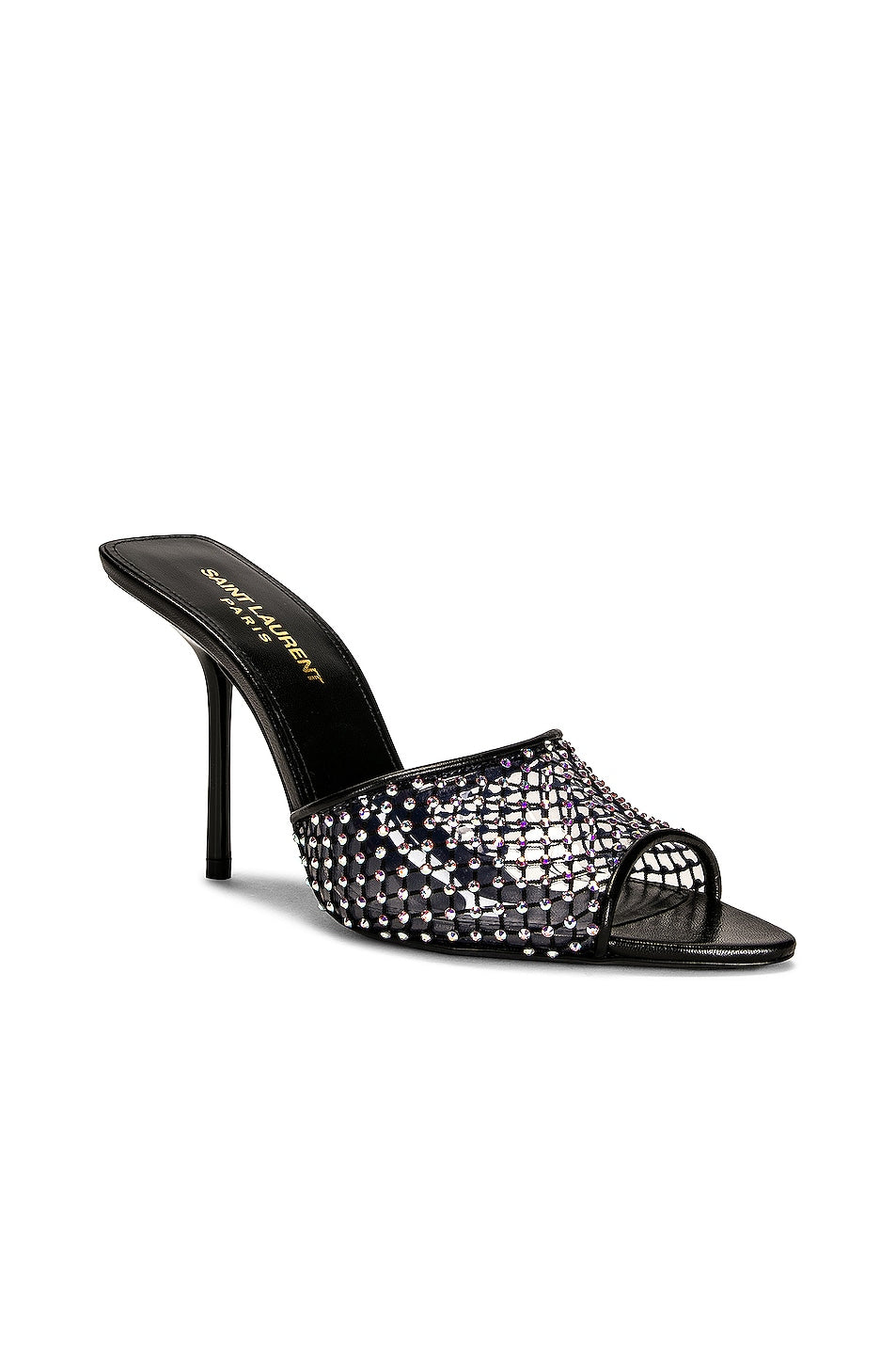 Saint Laurent Disco Mules, Nero Crystal & Nero