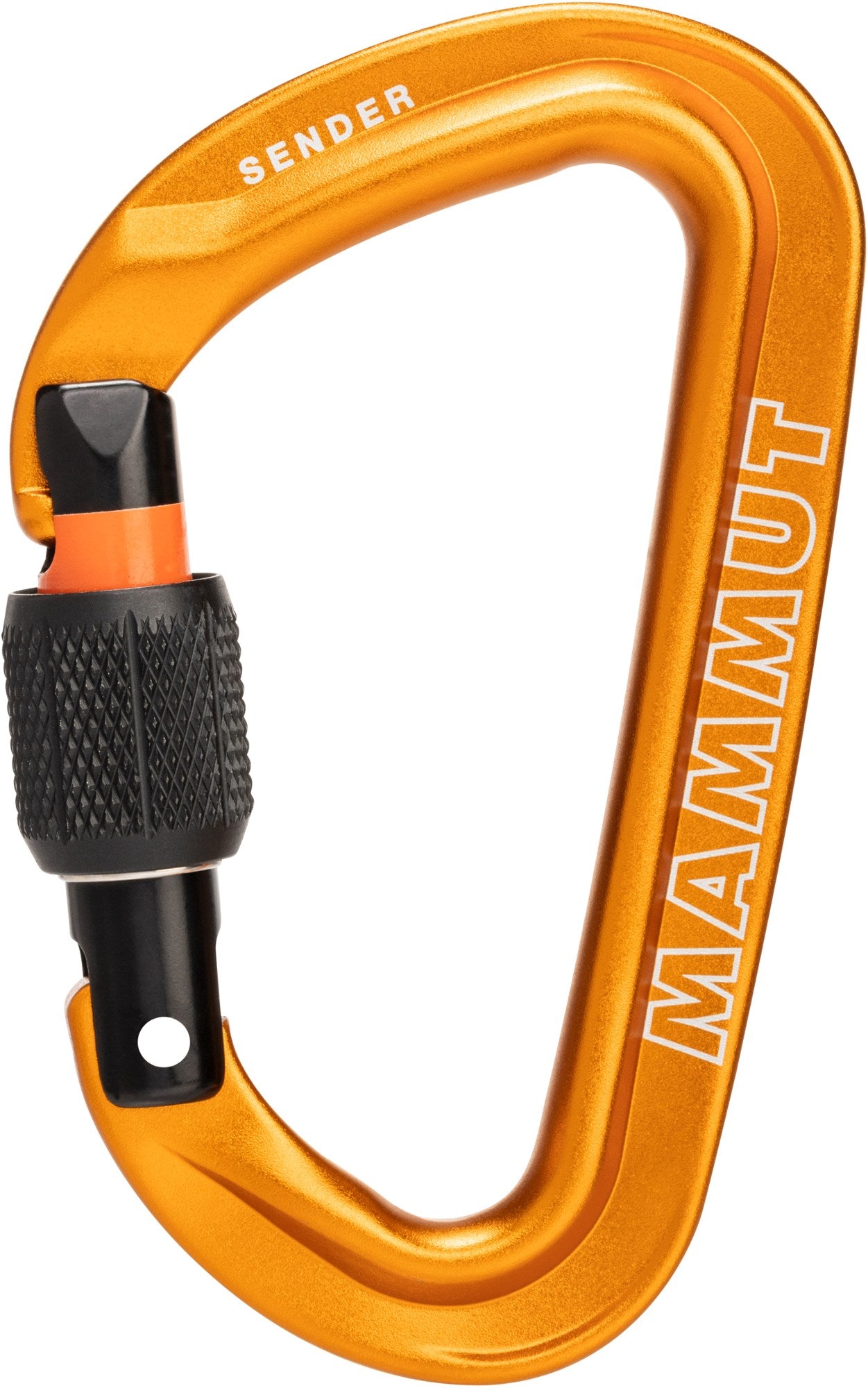 Sender with Mammut screw carabiner, orange