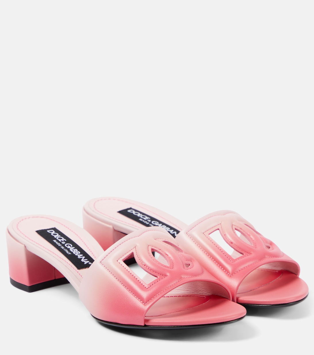 Dolce&Gabbana cutout leather sandals with logo Dolce&Gabbana, pink