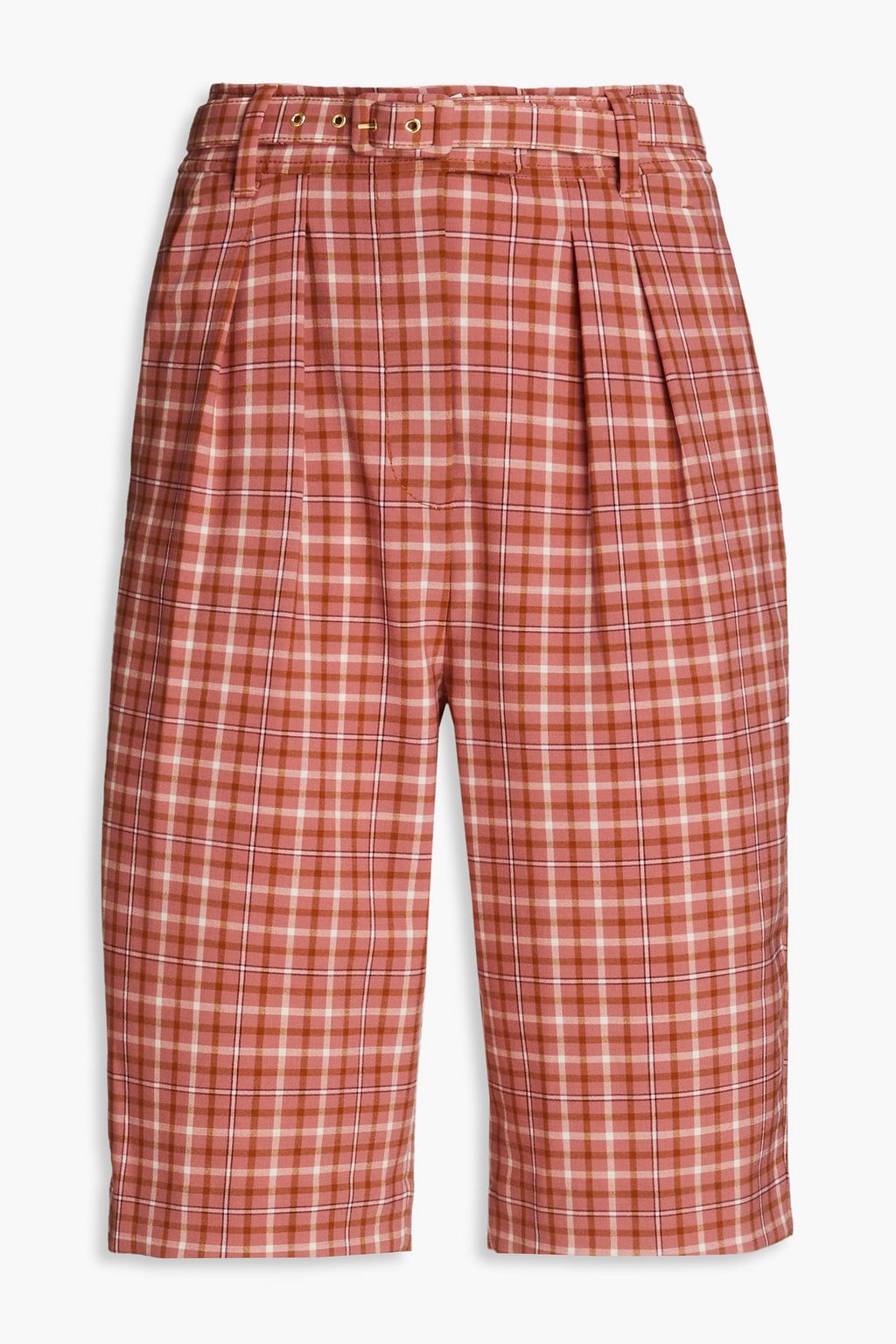 ZIMMERMANN Jacquard check shorts with belt, antique rose