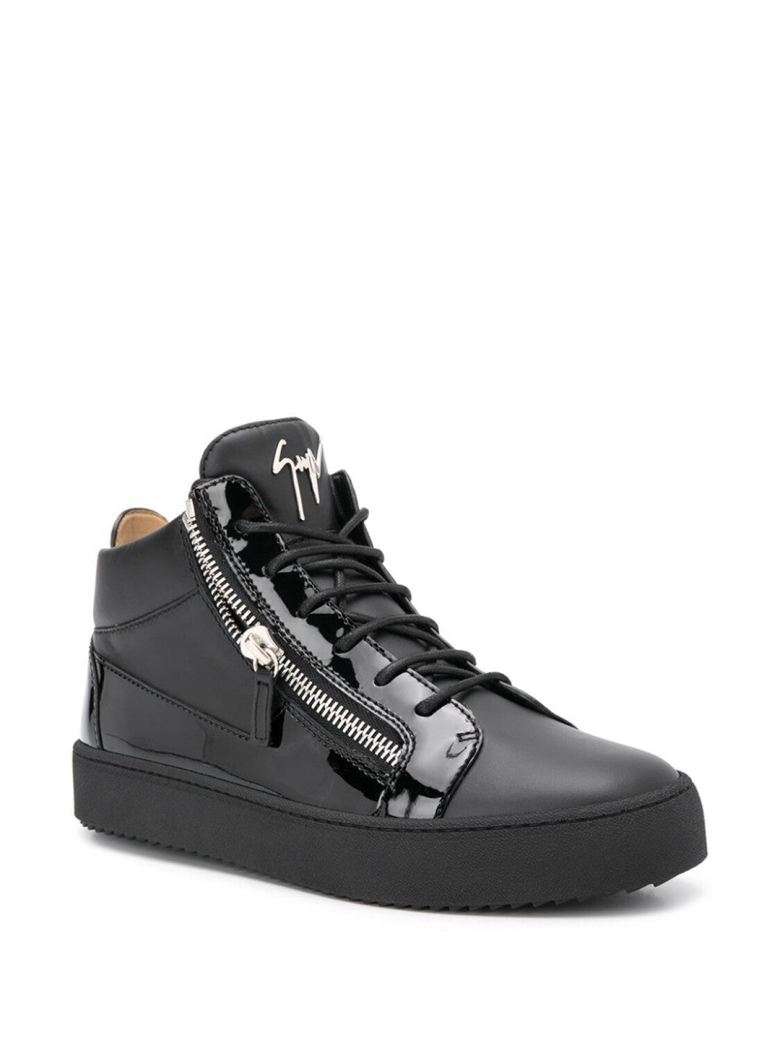 Giuseppe Zanotti Side Zip Sneakers, Black/Silver