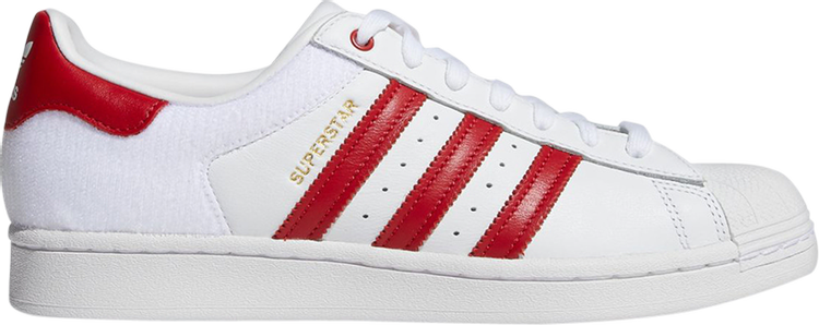 Adidas Superstar 'Velcro Patches - White Scarlet' sneakers, red