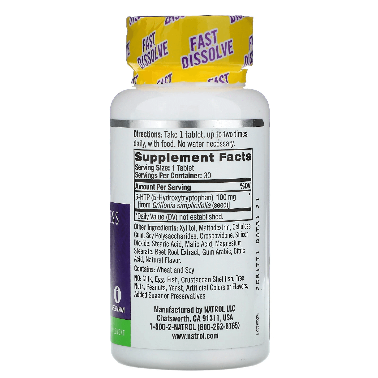 5-HTP, Instant, Extra Potent, Wild Berry Flavor, 100 mg, 30 Tablets, Natrol