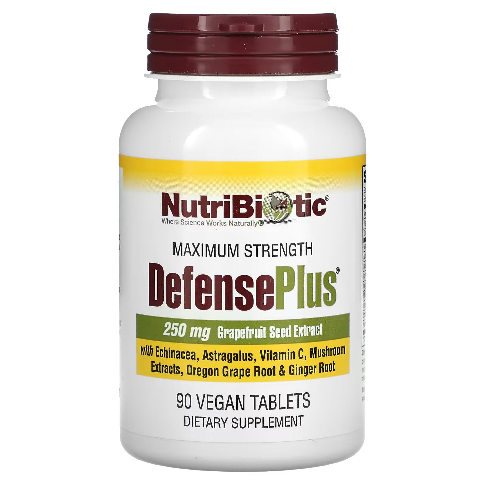 NutriBiotic, DefensePlus, Maximum Potency, 90 Vegetarian Tablets