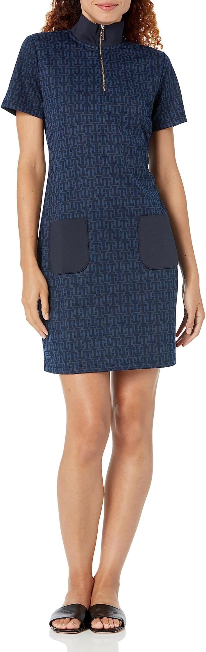 Tommy Hilfiger Jacquard Zip Dress in True Blue Multi