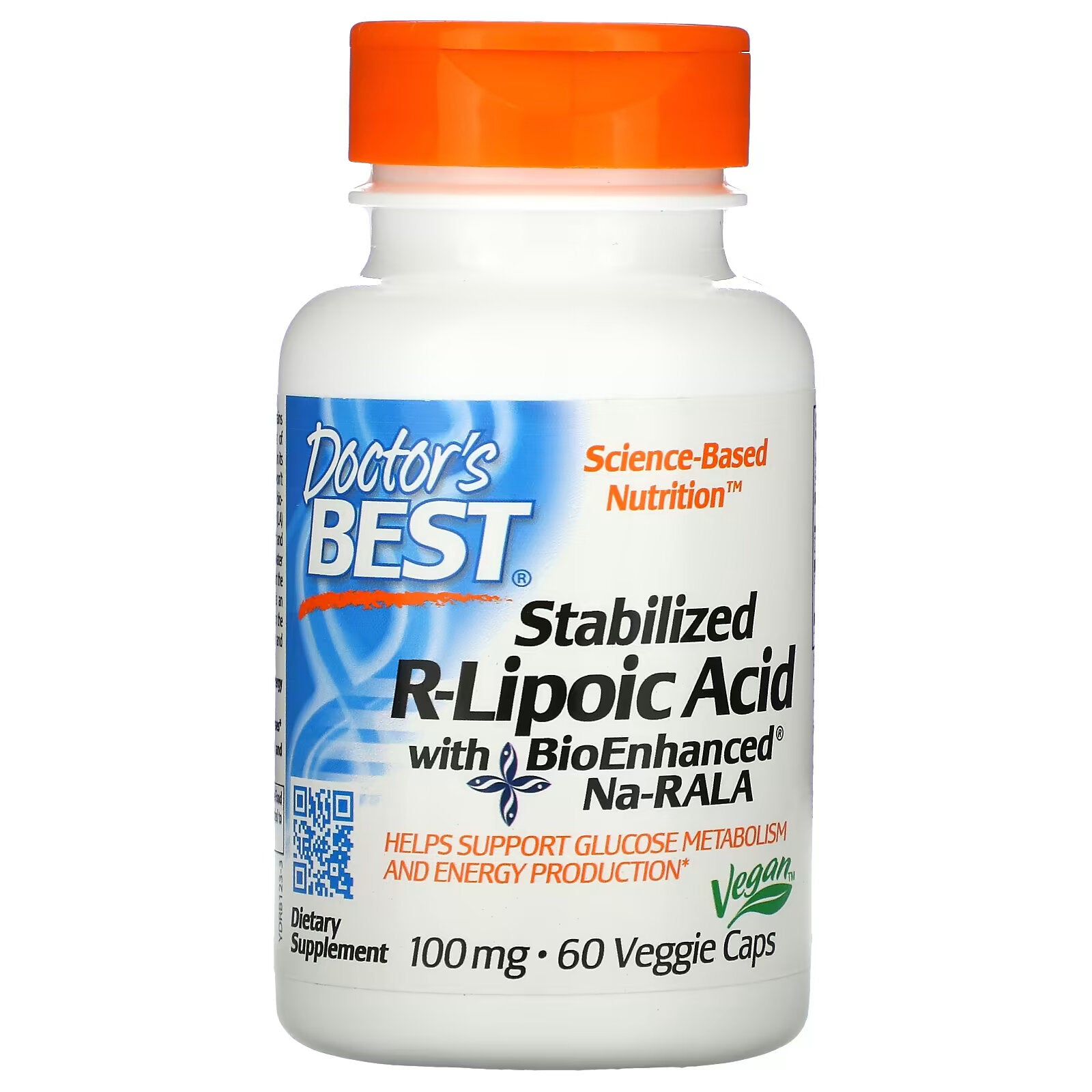 Doctor's Best Stabilized R-Lipoic Acid with Biofortified Na-RALA 100 mg, 60 capsules