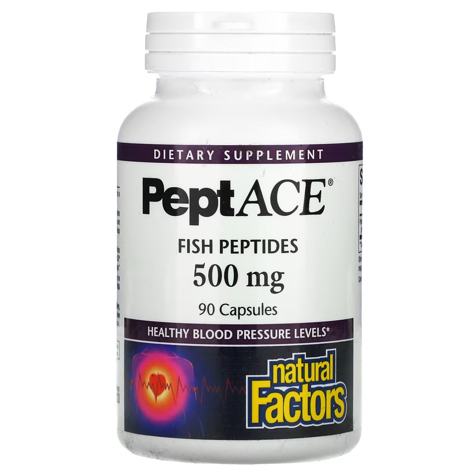 Natural Factors, PeptACE, Fish Peptides, 500 mg, 90 Capsules