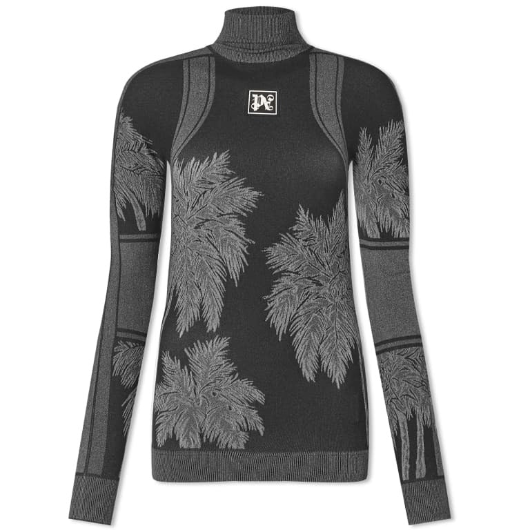 Palm Angels Palm Base Layer Ski Turtleneck, dark grey/black