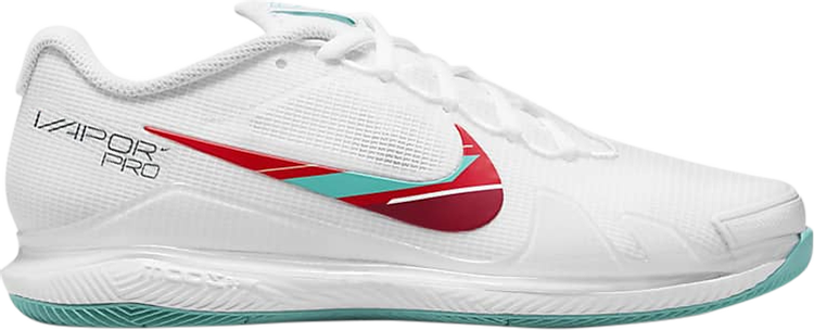 Nike Wmns NikeCourt Air Zoom Vapor Pro 'White Habanero Red Washed Teal' Cleats, white