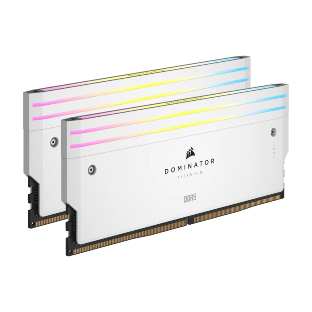 CORSAIR Dominator Titanium RGB RAM, 32 GB DDR5 (2x16 GB), CL32, 6400 MHz, CMP32GX5M2B6400C32W, white