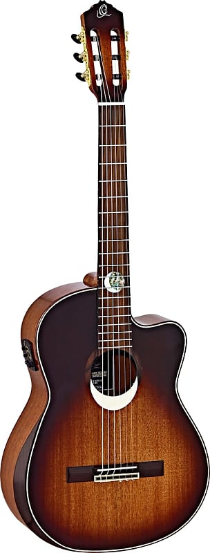 Acoustic Guitar Ortega Guitars ECLIPSESU  /E Eclipse Suite Slim Neck Nylon 6-String Guitar w/ Free Bag Solid Mahogany Top and Mahogany Body w/ Armrest, Eclipse Burst & Inlays Gloss Finish with Built-in Electronics & Tuner, Cutaway