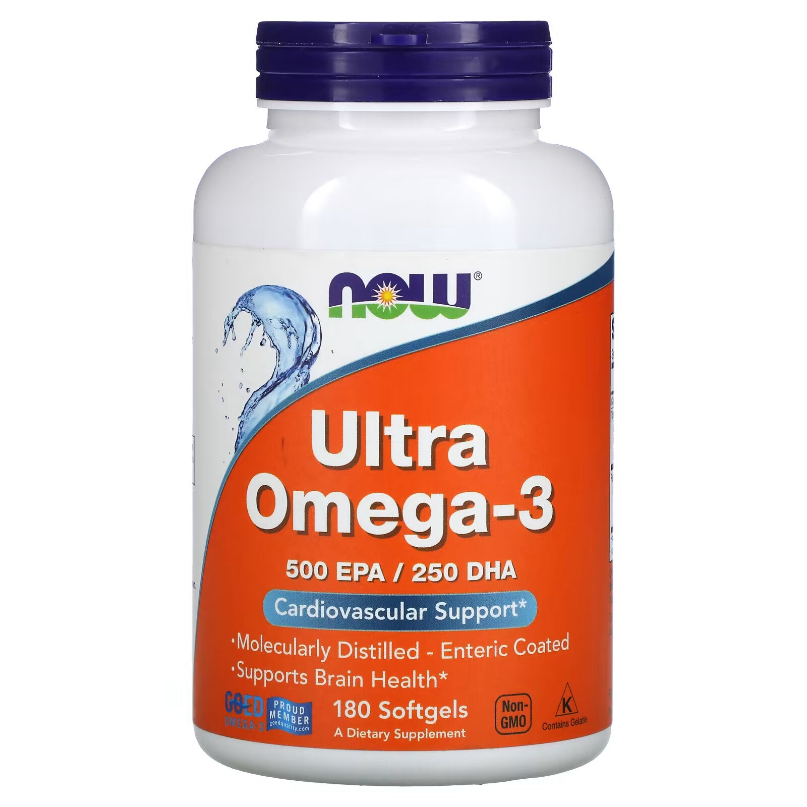 NOW Foods Ultra Omega-3 500 EPA/250 DHA, 180 Capsules