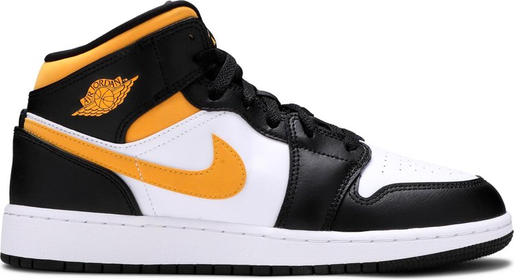 Air Jordan 1 Mid GS Black University Gold sneakers, white