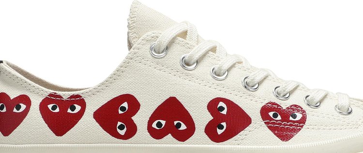 حذاء رياضي Converse Comme des Garçons Play x Chuck 70 Low Top Multi Heart باللون الأبيض