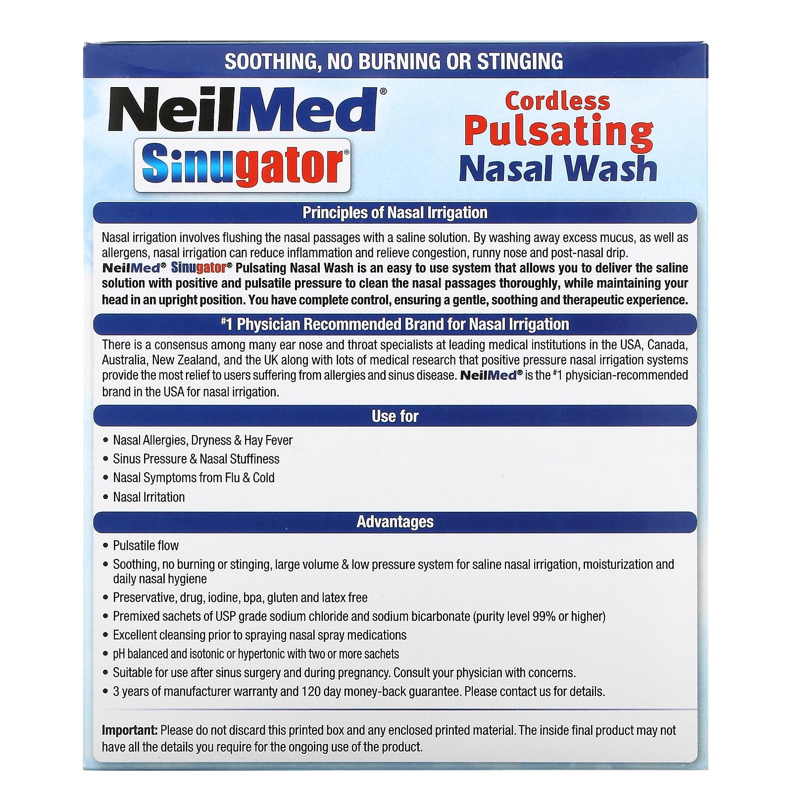 NeilMed Cordless Pulsating Nasal Rinse, 3-Piece Set