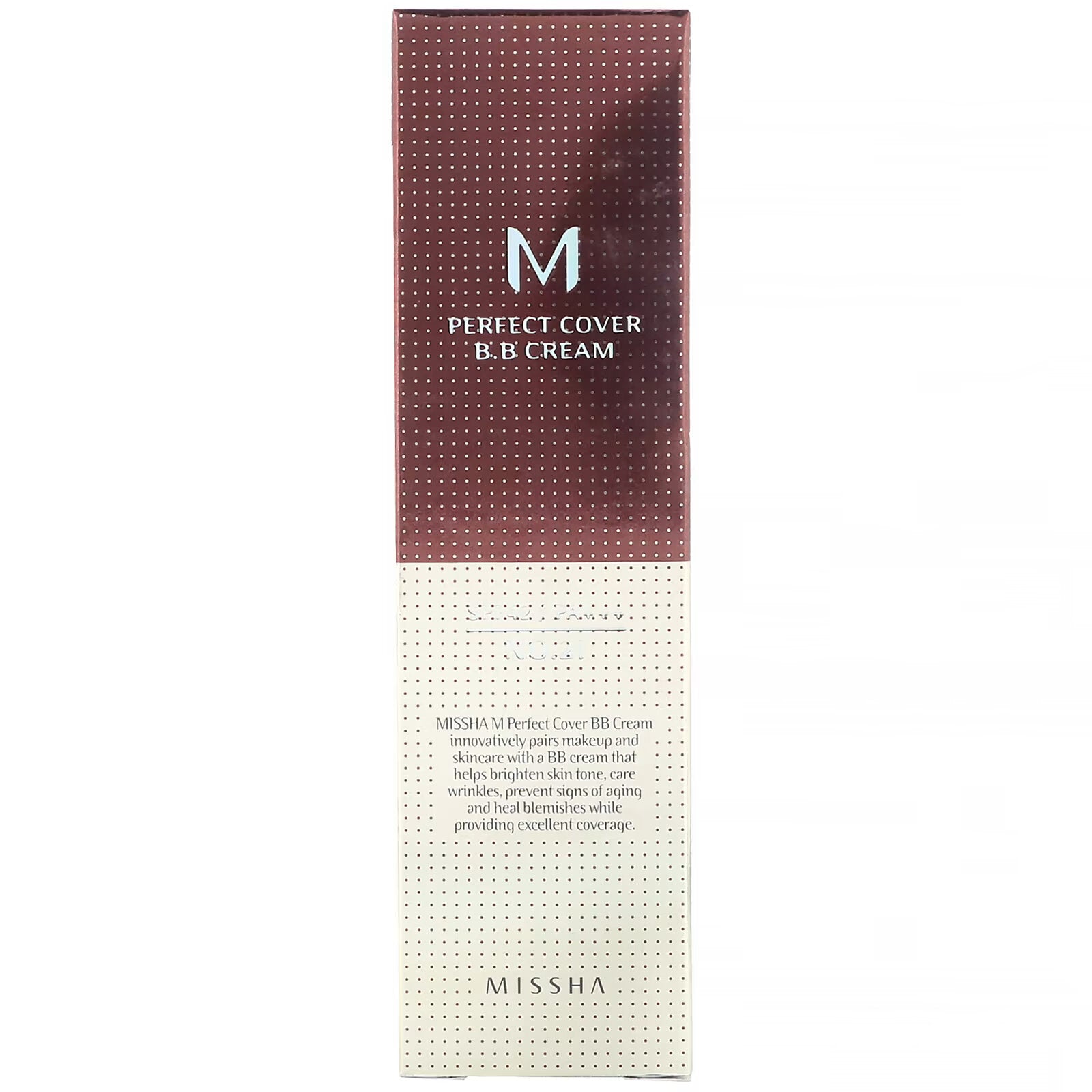 BB cream Missha M Perfect Cover SPF 42 PA shade No. 21 light beige, 50 ml