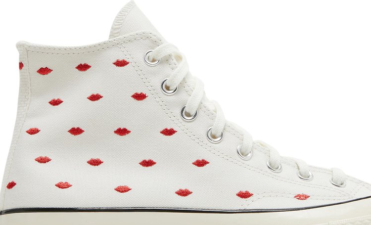 Converse Chuck 70 Embroidered Lips High Love Me Sneakers - Vintage White