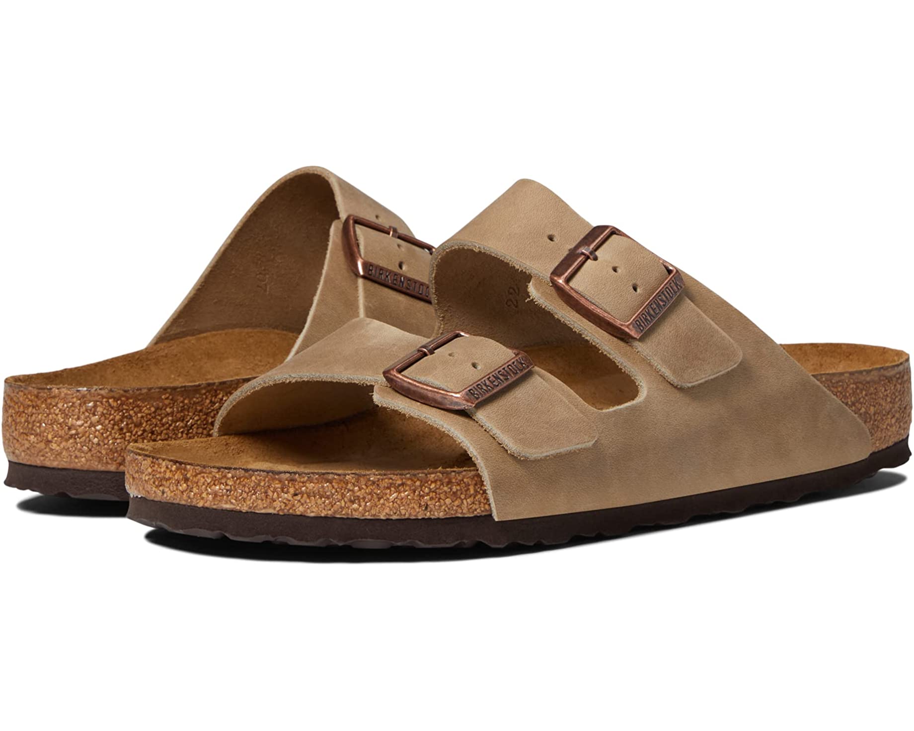 Sandals Arizona Soft Footbed - Leather (Unisex) Birkenstock, tobacco