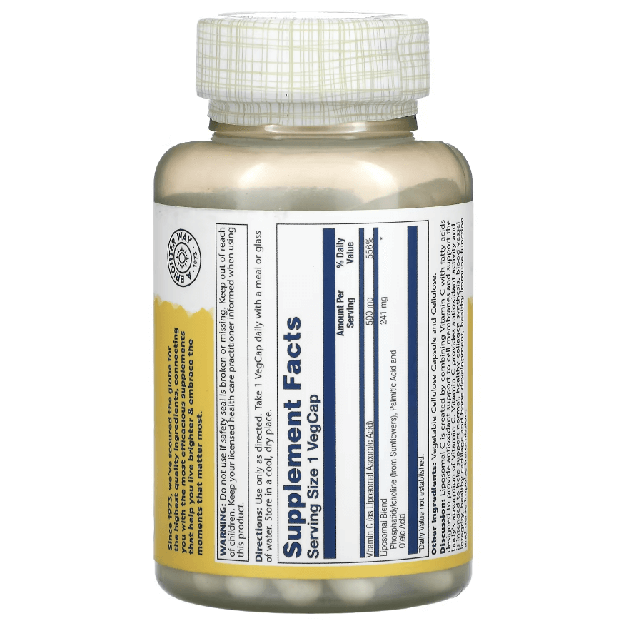 Liposomal Vitamin C, 500 mg, 100 vegetable capsules, Solaray