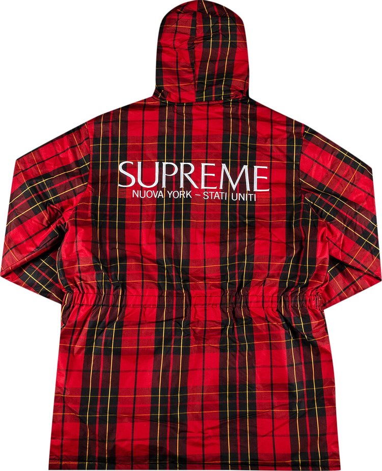 سترة باركا مبطنة من Supreme x Polartec "Tartan" باللون الأحمر