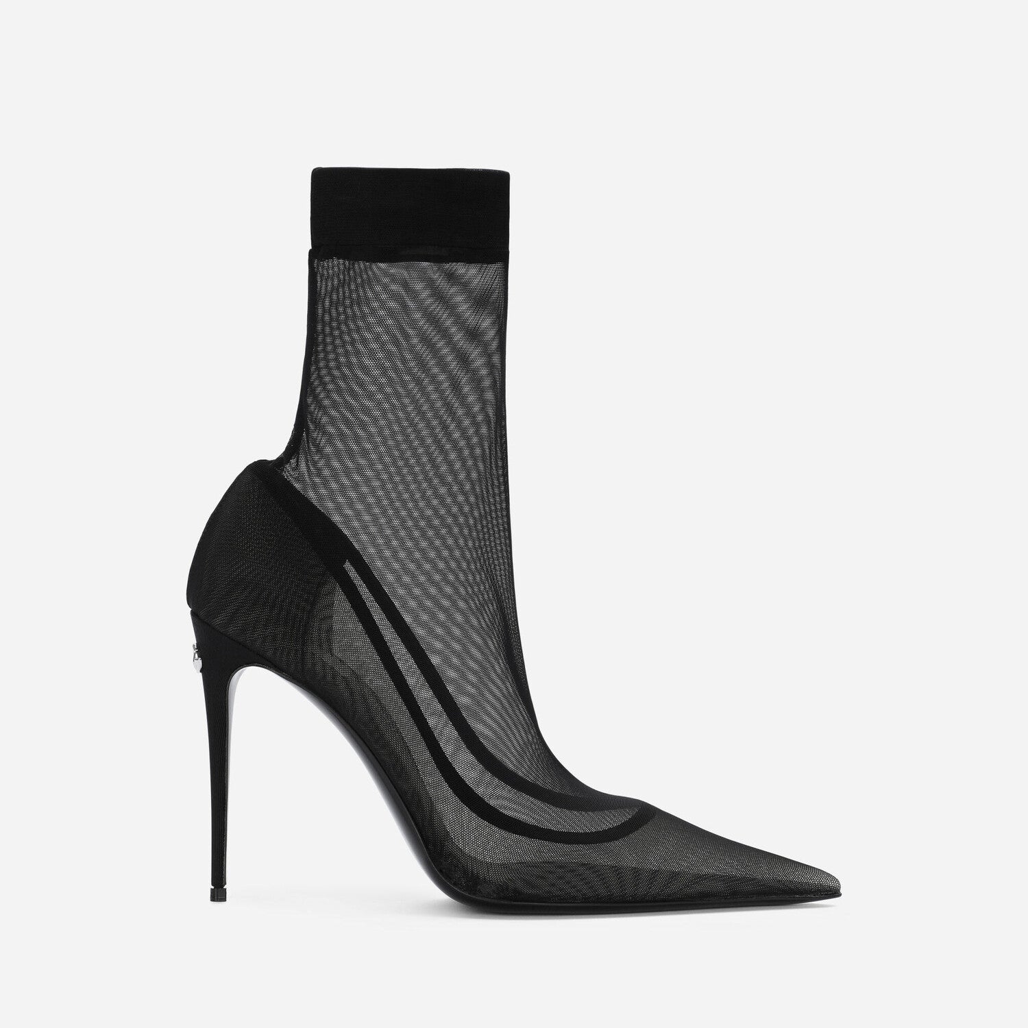 Dolce&Gabbana Lollo Stretch Tulle Ankle Boots, Black