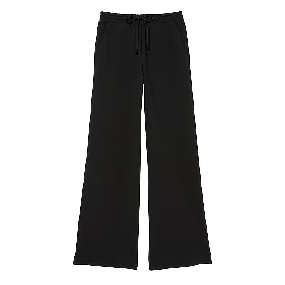 Victoria's Secret Cotton High-Rise Fleece Mid Rise Lounge Pants, black