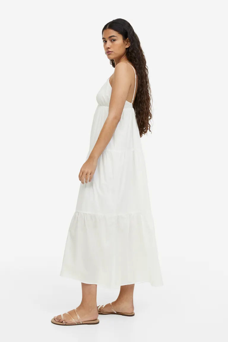 H&M tiered cotton dress, white