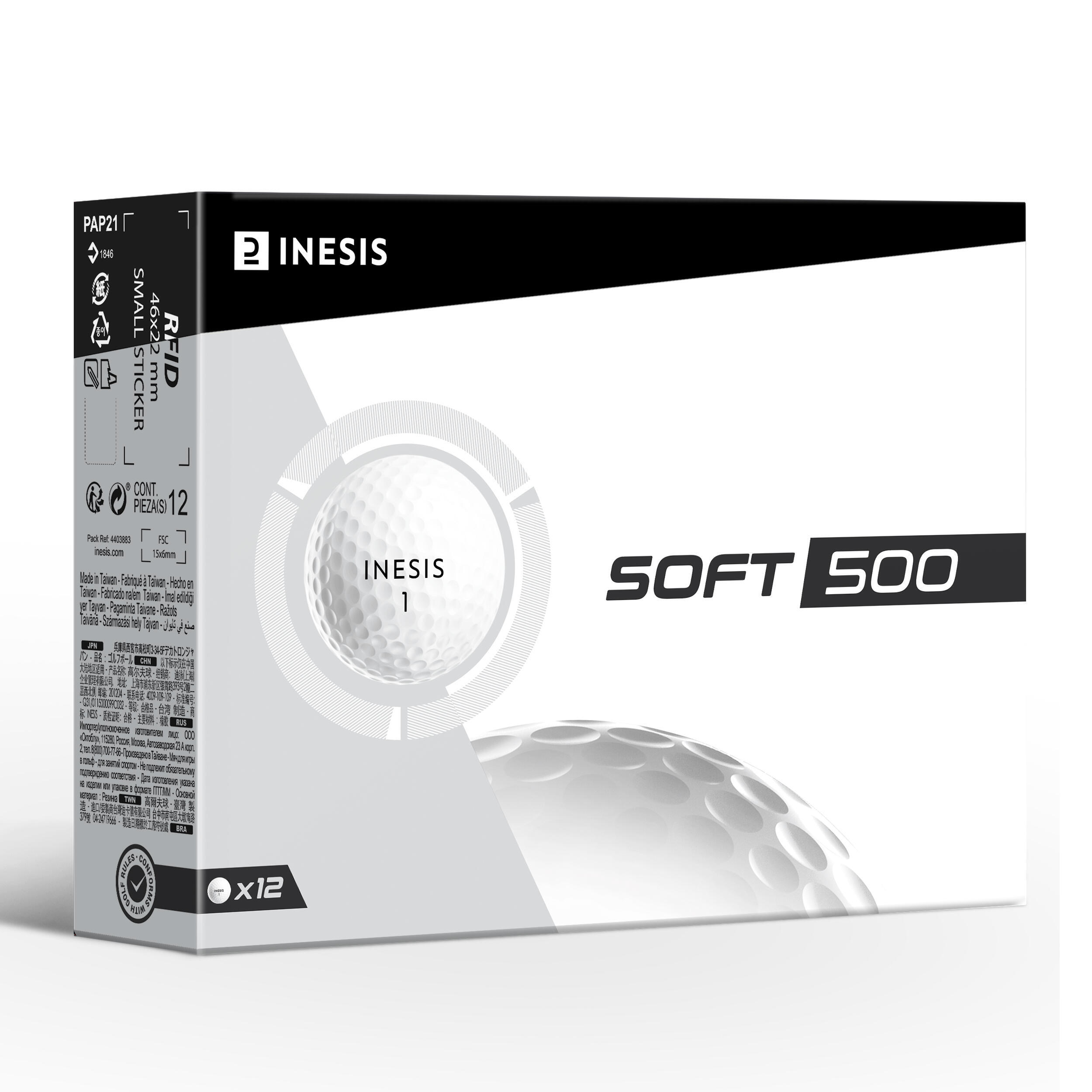 Golf balls Soft 500 12 pieces white INESIS, white