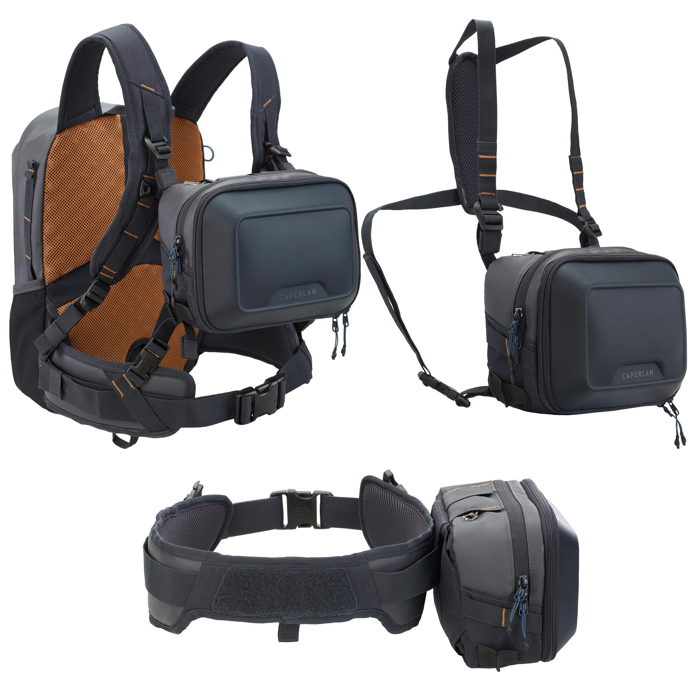 Fishing backpack Caperlan Chest Pack 500, 15l + 5l