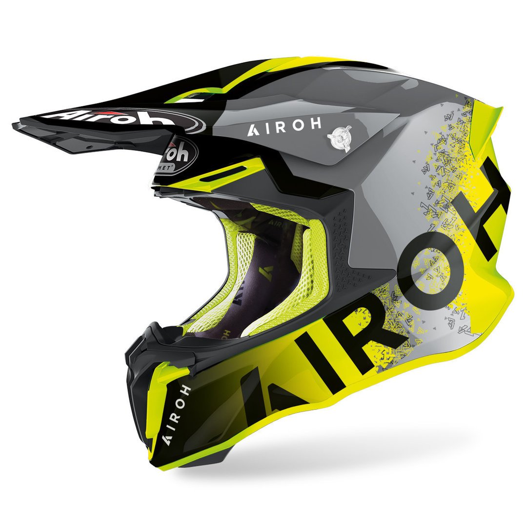 Airoh Twist 2.0 Bit Motocross Helmet, Grey/Yellow