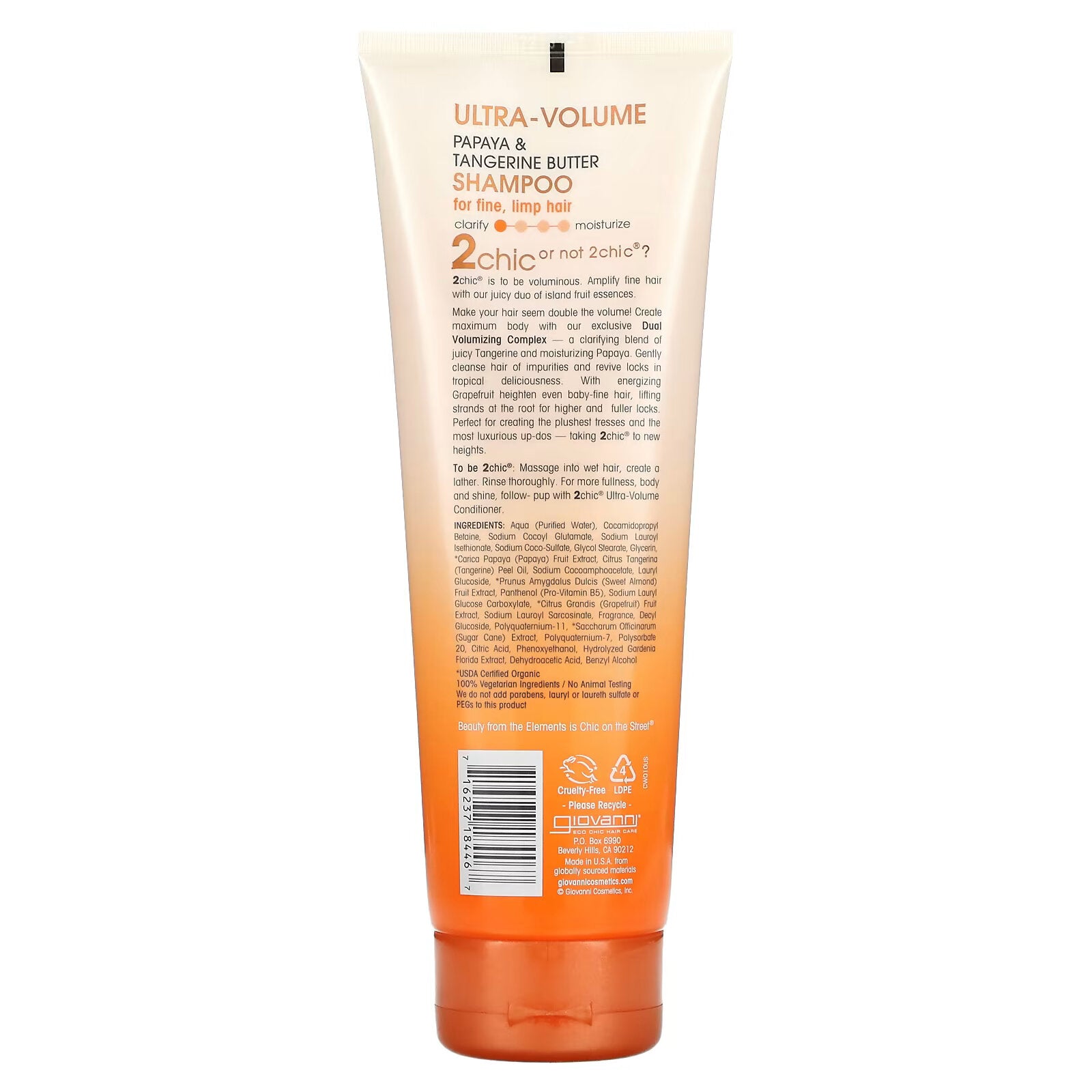 Giovanni, 2chic, ultra-volume shampoo, for thin and weak hair with papaya and mandarin oil, 250 ml (8.5 fl oz)